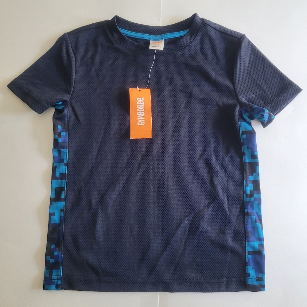 NWT Gymboree Activewear Shirt Boys Small 5-6 Athletic Short Sleeve Top Blue New